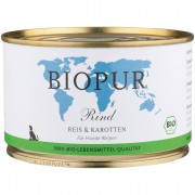 Welpen: Bio Rind Reis & Karotten 400g Glutenfrei Hund Nassfutter Biopur